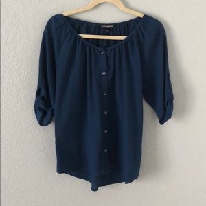 Express dark blue elbow length blouse